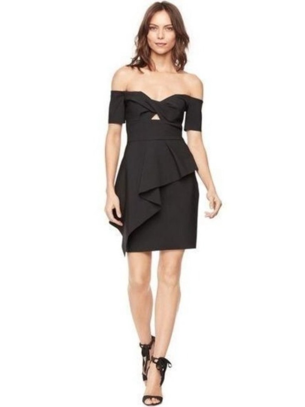 Milly Vanessa Cocktail Dress Black Cutout Strapless A-Line Short Sleeve Size 8